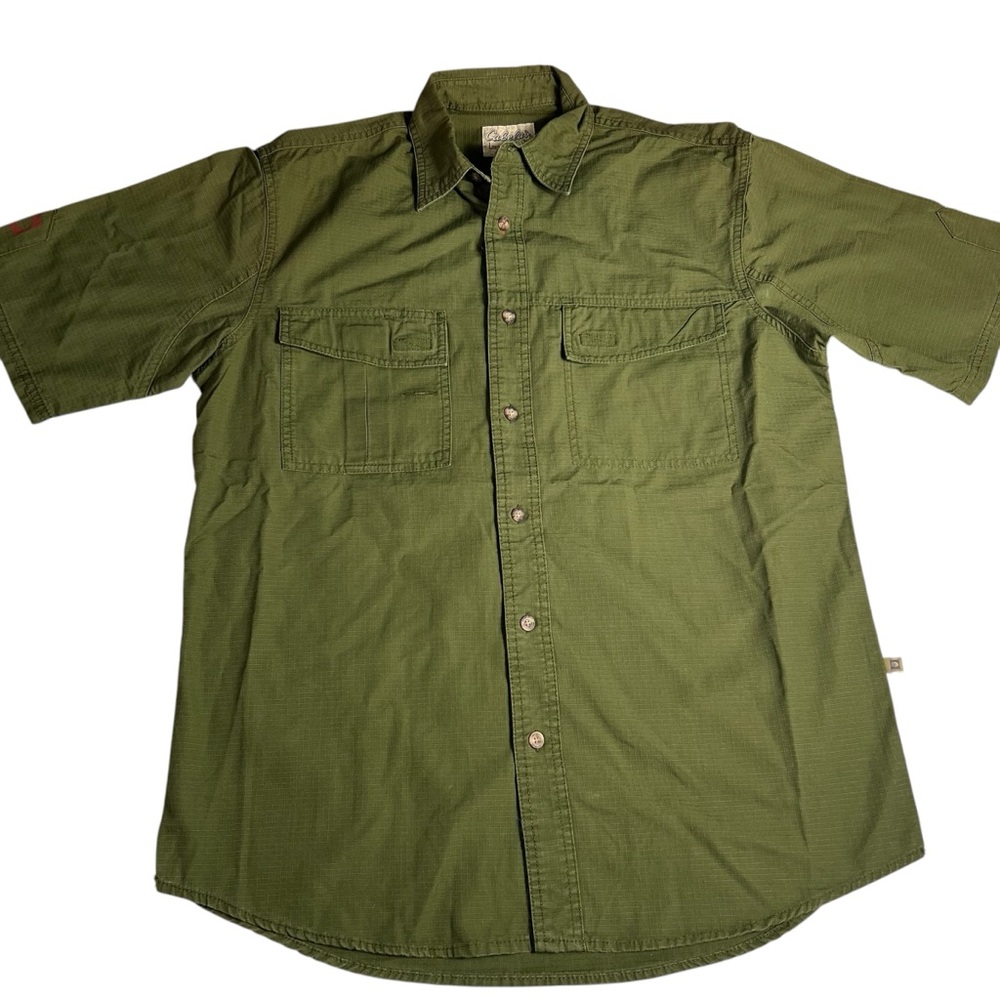 New Cabela’s Roughneck Gear Button Up Shirt Medium Rugged Wear Green
